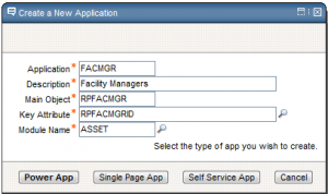 Application Designer - Create New Application